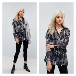religion Gray Oversize Shirt In Star Print